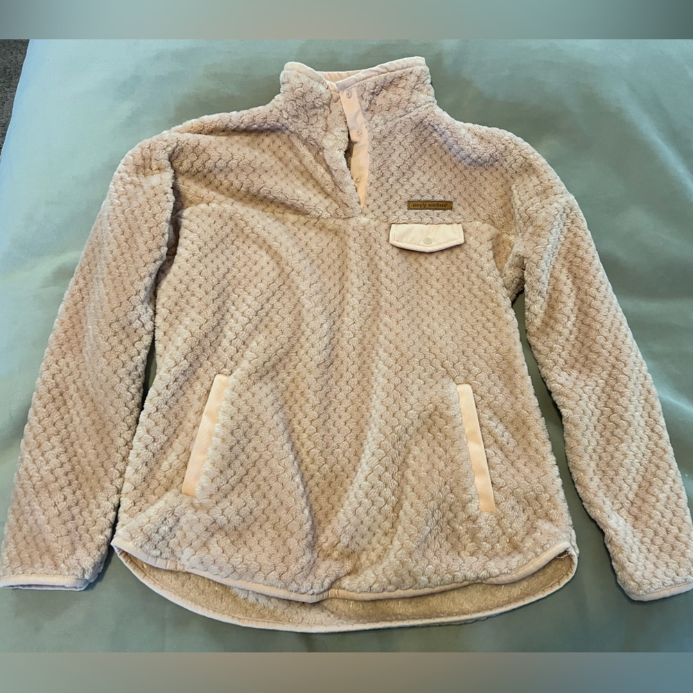 Simply Southern pink sherpa pullover